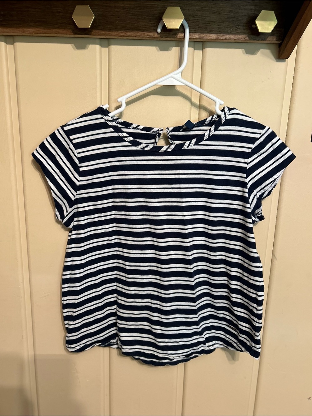 Nautica Navy and White Striped Short Sleeve Tee